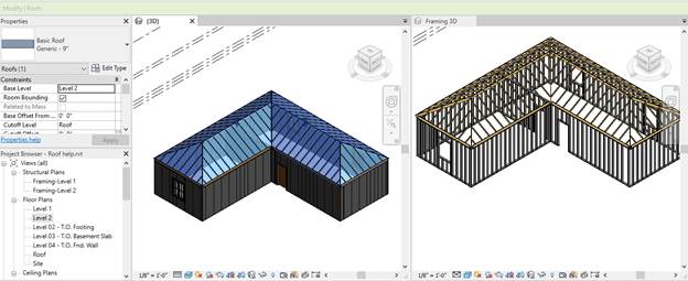 Roof framing result